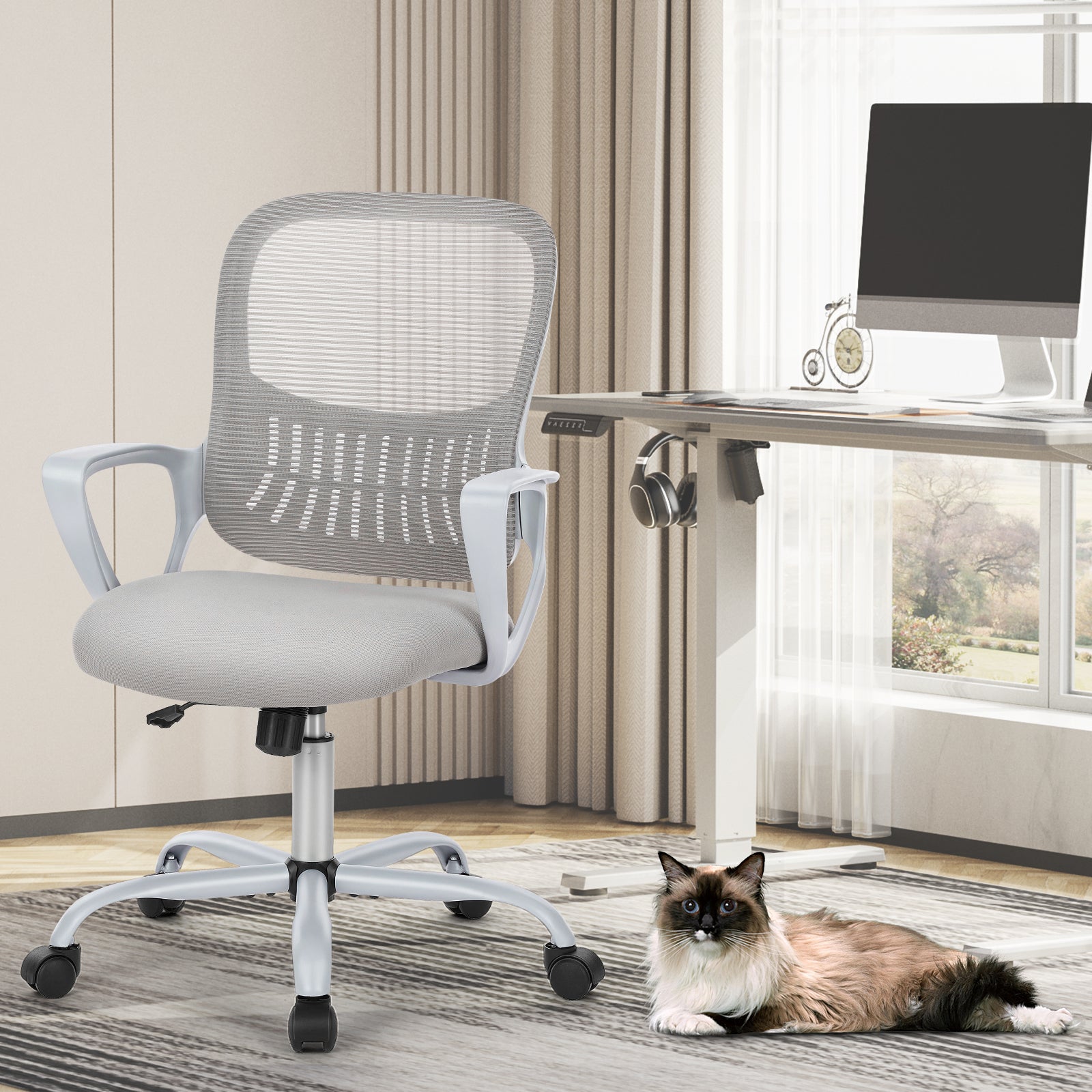 Fauteuil Haut pour Bureau Assis Debout – Repose-Pieds Réglable & Dossier Ergonomique