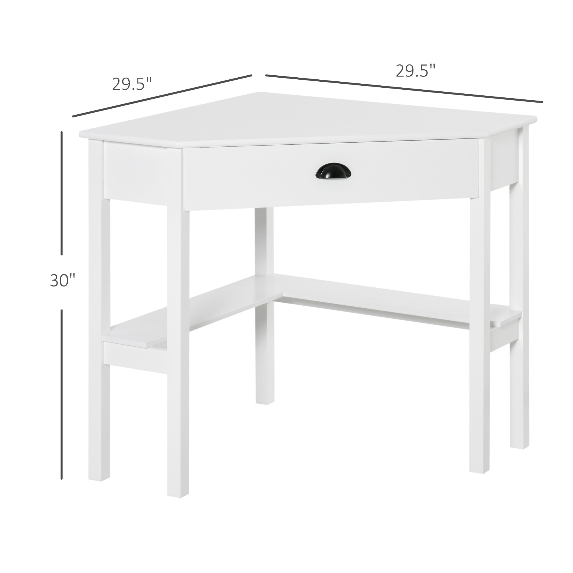 Bureau d’Angle Compact avec Tiroir et Étagères – Design Blanc Élégant & Sécurité Anti-Basculement | DeskHarmony