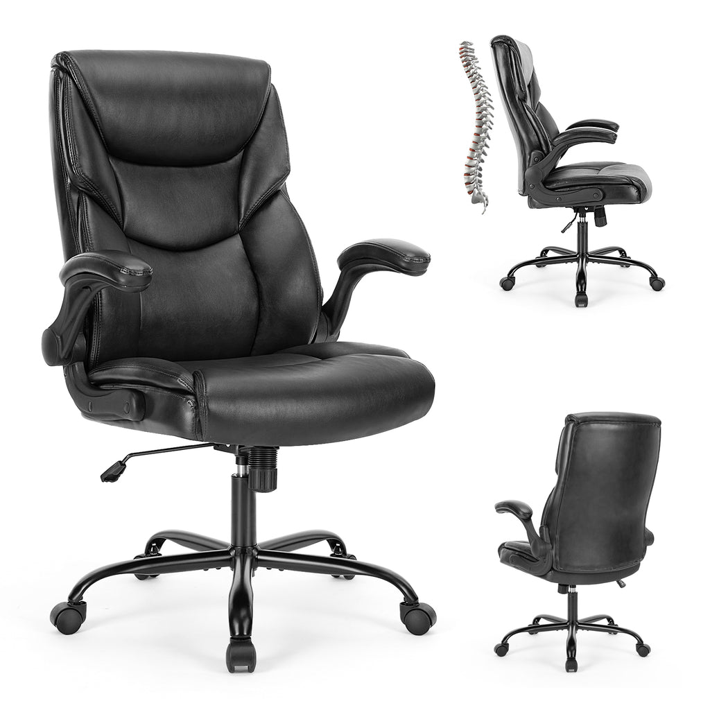 Fauteuil de Bureau en Similicuir – Dossier Haut & Accoudoirs Relevables