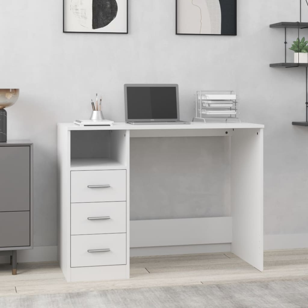 Bureau Compact avec Tiroirs 102 cm – Design Moderne & Rangement Intégré | DeskHarmony