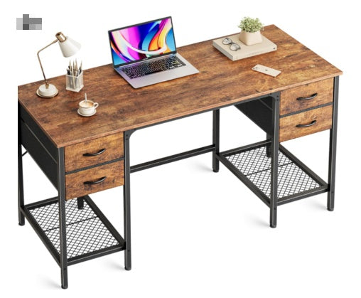 Bureau Informatique 120 cm avec 4 Tiroirs & Étagères Grillagées – Style Industriel & Fonctionnel | DeskHarmony