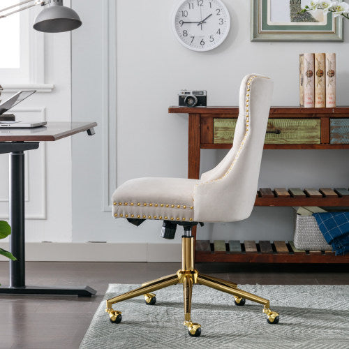 Chaise de Bureau Capitonnée en Velours – Élégance & Confort Ajustable | DeskHarmony