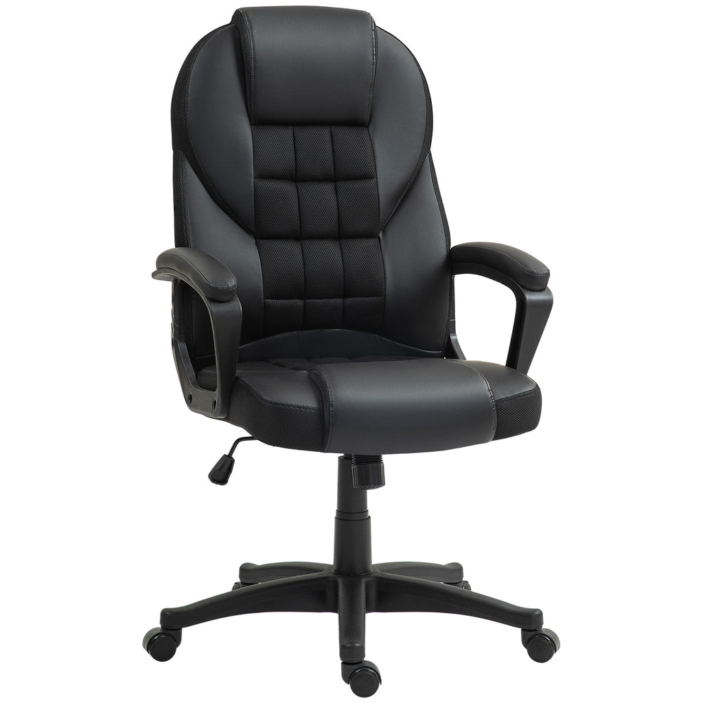 Fauteuil de Bureau en Similicuir Noir – Dossier Haut & Assise Confort